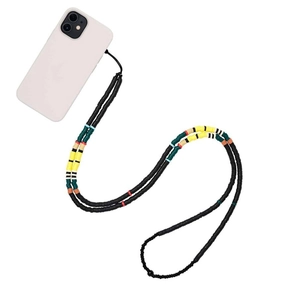 Handmade colorful Heishi bead crossbody phone lanyard in bohemian style for smartphones
