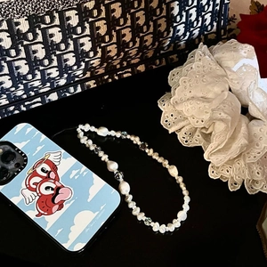 Handmade Beaded Phone Chain With Irregular Imitation Artificial Pearl And Man-made Crystal Beads Trendy Phone Lanyard Wrist Strap Women Decoration