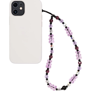 Dragonne de téléphone en perles violettes avec breloques d'ours pour smartphone ou caméra