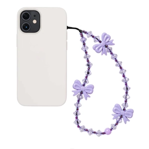 Acrylic Beaded Butterfly Phone Chain Anti-lost Hand Wrist Lanyard For Women Girls Sweet Bow Mobile Phone Strap Decoration