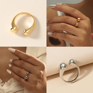 Anello Aperto Regolabile Minimalista Rame Geometrico Goccia Gioielli Per Donne