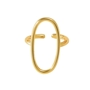 Minimalistischer geometrischer offener Ring aus Goldmessing mit großer ovaler Form