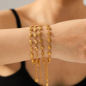 Fashion Stainless Steel Heart Shell Fish Tail Bracelet 18K Gold Plated Ins Style Minimalist Waterproof Jewelry For Women Dating Gift