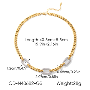 Detalles del collar cubano dorado con cristales, longitud de 40,5 cm y dimensiones