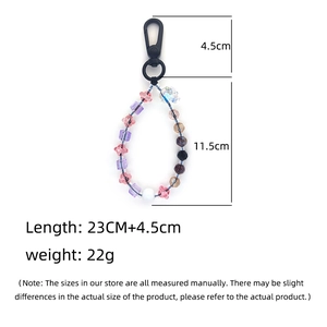 Detail of 27.5cm colorful beaded keychain with star beads and plastic clasp hanging accessory