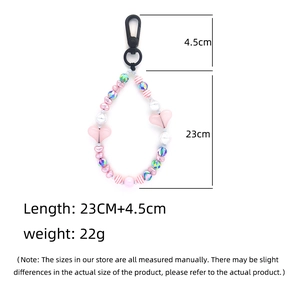 Baroque pearl beaded keychain with pink heart beads and black swivel clasp for bags