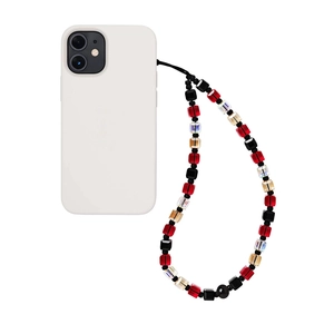 Handmade colorful crystal cube beaded phone strap charm with white case for women