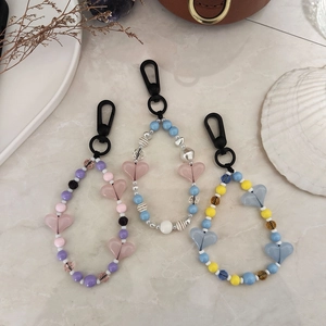 Handgemaakte Acryl Glas Geparelde Hart Sleutelhanger Voor Vrouwen Meisjes Zoete Tasbedel Zinklegering Sleutelring Sieraden Accessoire