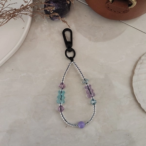 Porte-clés mignon en perles d'acrylique avec oursons violets et sarcelle pour femmes