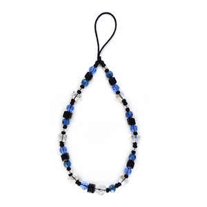 Blue crystal butterfly beaded phone strap with stylish charms and wristlet lanyard