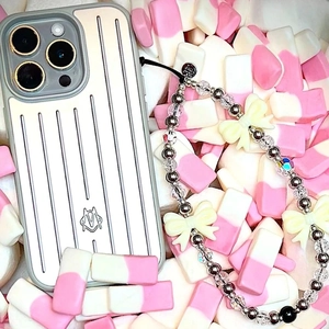 Acrylic Bow Knot Beaded Phone Charm Lanyard With Metallic And Crystal Beads Sweet Fashion Hand Beaded Phone Strap For Women
