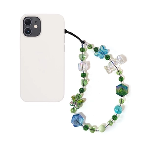 Colorful crystal beaded phone charm with butterfly and candy charms for mobile cases