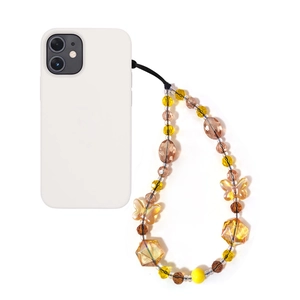 Colorful beaded phone strap with amber butterfly charms and stars for smartphone case