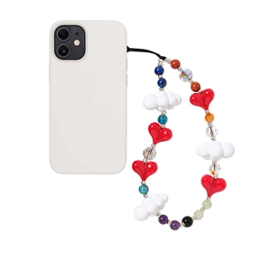 Handmade Crystal Natural Stone Heart Cloud Phone Chain Strap Anti-lost Acrylic Beaded Lanyard For Women Decoration Gift