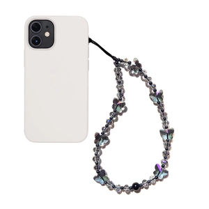 Chaîne de Téléphone à Perles de Cristal et Papillon Fait Main Perles de Verre Charme en Résine pour Femmes et Filles Décoration