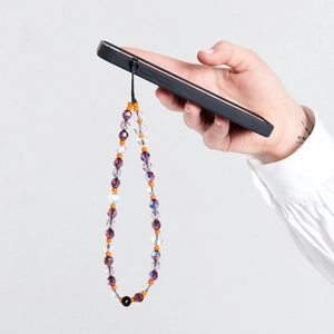Chaîne de Téléphone en Perles de Verre en Cristal Fait Main Perles Facettées Bijoux de Téléphone pour Femmes Bohème