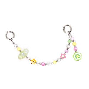Sweet INS Style Colorful Beaded Phone Chain Flower Star Cloud Acrylic Artificial Pearl Bag Charm Keychain For Women Girls Jewelry