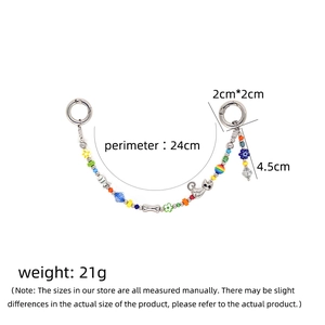 Colorful handmade beaded phone strap with cat and fish charms for women and bags