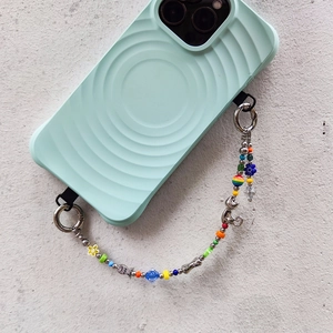 Handmade Colorful Beaded Phone Chain Cute Cat Fish Alloy Charms Dopamine Ins Style Bag Charm Universal Phone Lanyard For Women Girls