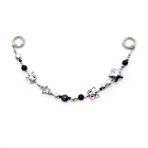 Bijou de sac mignon avec perles, pendentif chat et étoiles pour femmes et filles