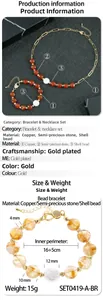 Detaillierte Größenangaben für Perlenarmband und Halskette-Set mit Vergoldung
