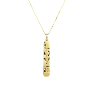 Elegant gold LOVE bar necklace with colorful cubic zirconia and fine box chain