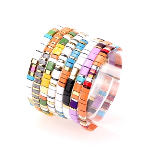 Braccialetti di perle Tila colorate stile boho, set elastico per donna con dettagli
