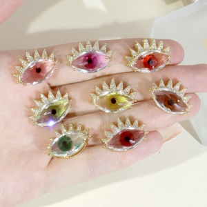 Gold-plated evil eye pendants with colorful crystals and micro-pave zirconia accents