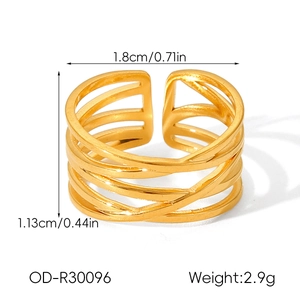 Gedetailleerde afmetingen van gevlochten ring van 18k roestvrij staal van 1,8cm breed