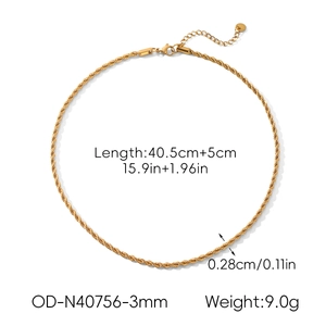 Detailed view of the 18K gold-plated stainless steel rope chain with extension links