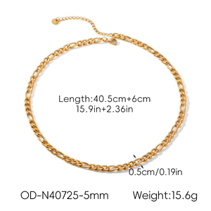 Détails de la chaîne Figaro en acier inoxydable doré 18K avec longueur de 40,5 cm et rallonge