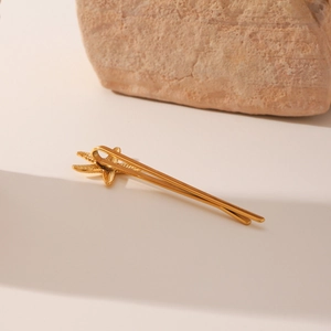 Barrette étoile de mer élégante en acier inoxydable plaqué or 18K pour un style océanique