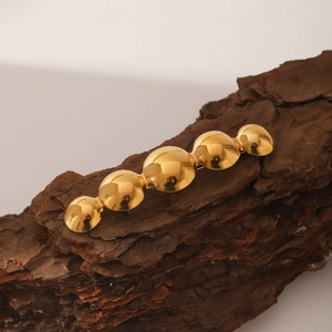 Fermaglio per capelli in acciaio inossidabile placcato oro 18K a forma di pisello su corteccia