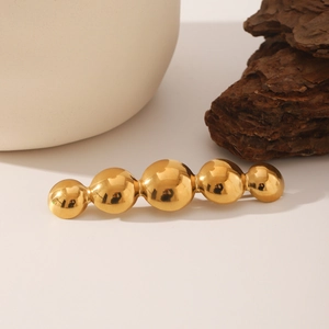 Fermaglio per capelli in acciaio inossidabile oro 18K con cinque sfere lucide
