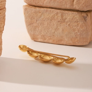 Fermaglio per capelli in acciaio inossidabile placcato oro 18K con emisferi lucidi