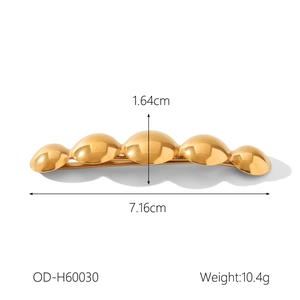 Dimensioni dettagliate di un fermaglio in acciaio inossidabile dorato lungo 7,16 cm
