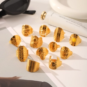Gothik Edelstahl Totenkopf Ring Vintage Punk Vergoldet Münze Bandring Für Herren Damen Hip Hop Skelett Schmuck Geschenk