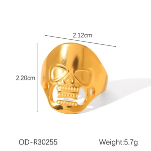 Detailansicht des gotischen Totenkopfrings mit Angaben zu Breite, Höhe und Gewicht