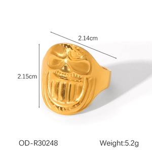 Details zum goldenen Totenkopf-Ring mit Maßen von 2,14cm x 2,15cm und Gewicht von 5,2g