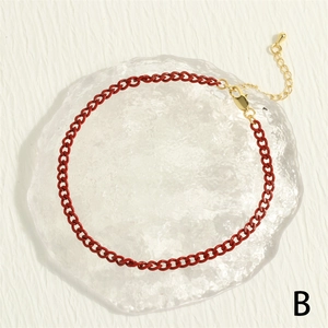 Chic hip hop red painted copper anklet with adjustable gold lobster clasp and teardrop charm