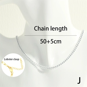 Detailed view of white Cuban chain necklace with gold lobster clasp and 50+5cm length