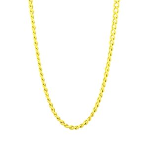 Minimalist bright yellow Cuban link chain necklace with a smooth matte finish