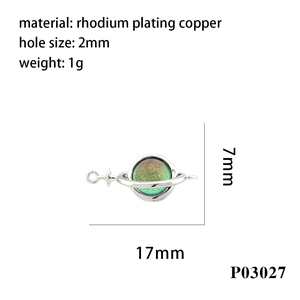 Detailaufnahme des Planeten-Anhängers aus Kupfer mit 18K-Vergoldung und Zirkonia-Einlage