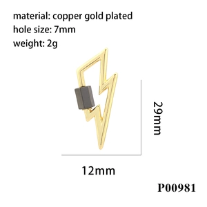 Fermoir à vis en forme d'éclair et cœur plaqué or 18K pour création de colliers DIY
