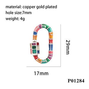 Cierre de rosca ovalado de esmalte colorido de cobre chapado en oro para joyería DIY