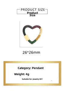 Regenbogen Herzanhänger mit bunten Zirkoniasteinen und Schraubverschluss für DIY-Schmuck