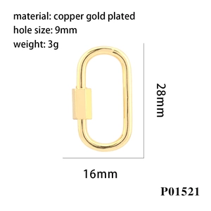 Détail du fermoir ovale à vis plaqué or 18 carats pour création de colliers DIY