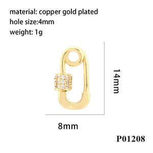 Tableau des tailles détaillé pour pendentif épingle à nourrice dorée avec zircons