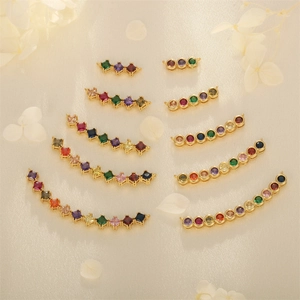 Connecteurs courbés en strass plaqués or 18 carats de tailles variées pour bijoux DIY