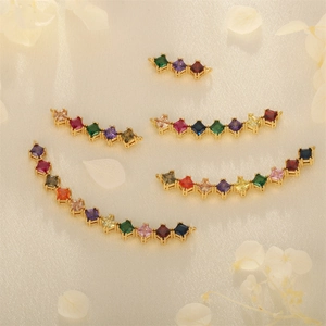 Pendentif géométrique plaqué or 18K avec zircons multicolores pour création de bijoux